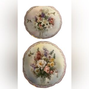 Vintage Lena Liu white floral china plates season splendor & floral fantasy